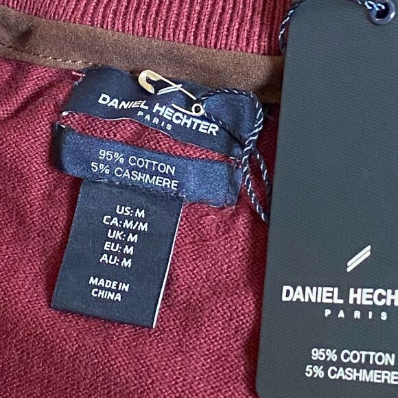 NWT Daniel Hechter Paris 1/4 Zip Cotton Cashmere Sweater Men's Size M Burgundy - Picture 12 of 13